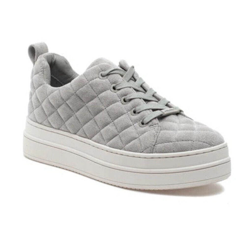 J Slides Nyc Nona Faux Suede Quilted Platform Sneaker Shoe, Light Grey, Size 8
